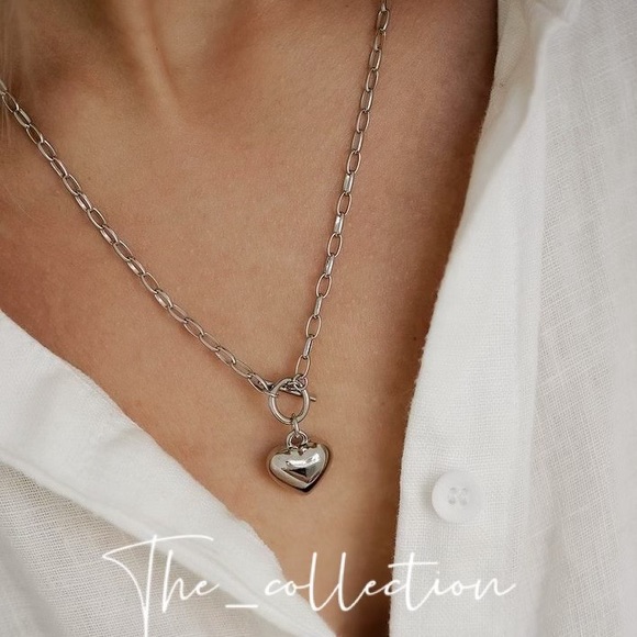 925 STERLING SILVER TOGGLE HEART NECKLACE - Picture 2 of 3